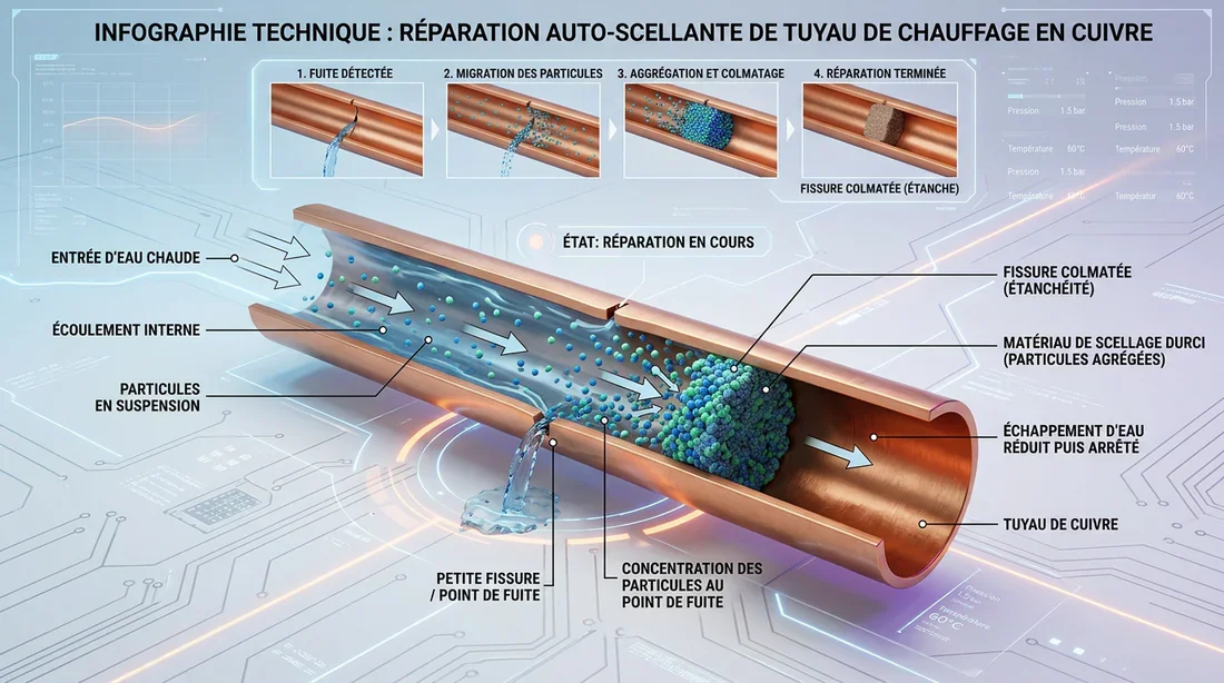 Identifier une fuite de chauffage invisible Inspection d'une micro-fuite sur un raccord de radiateur