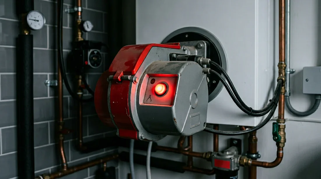 Identification d'un brûleur fioul Cuenod NC4 rouge et gris