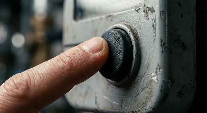 Gros plan sur le bouton de commande unique du compteur Sharky 775.