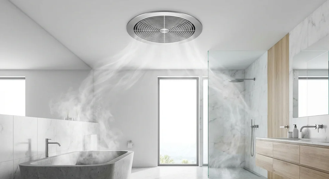 Extracteur d'air de salle de bain moderne pour réduire le taux d'humidité.