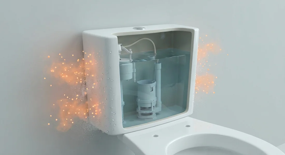 Schéma thermique montrant la formation de buée sur la paroi froide du réservoir.