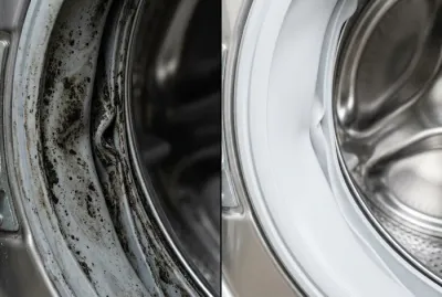 Comparaison avant après nettoyage joint machine à laver