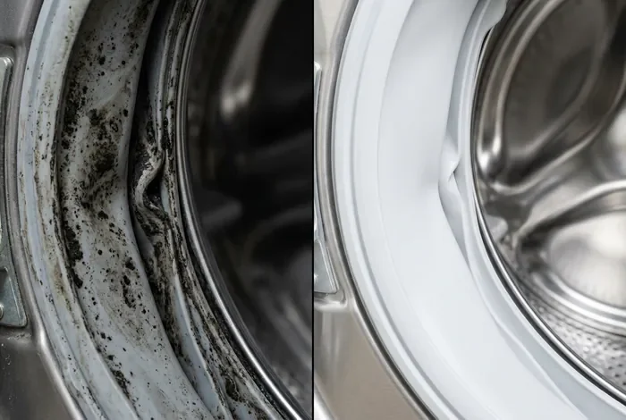 Comparaison avant après nettoyage joint machine à laver