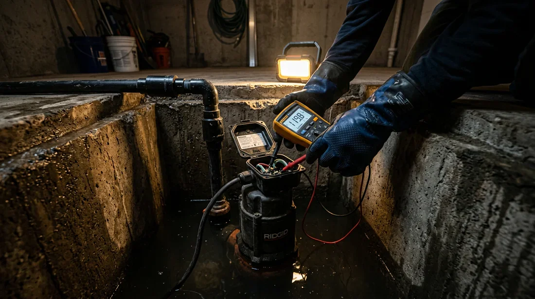 Schéma des points de contrôle d'une pompe vide-cave