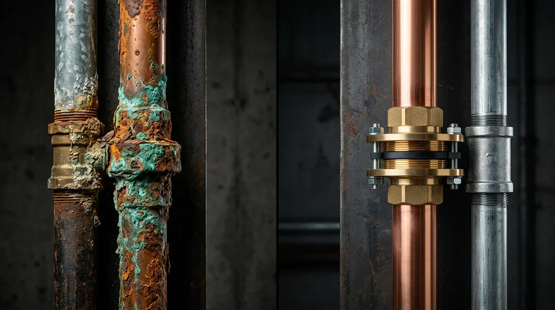 Schéma technique des composants d'un raccord diélectrique