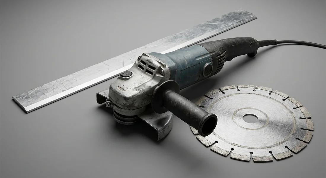 Meuleuse 230mm et disque diamant pour la découpe de matériaux durs.