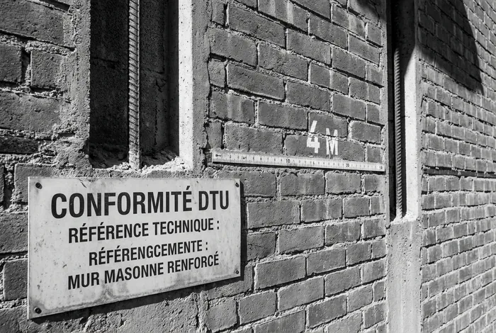 Schéma de conformité DTU pour l'espacement des poteaux raidisseurs