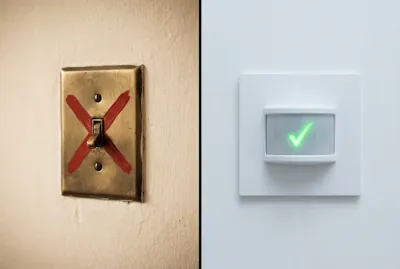 Comparaison entre interrupteur classique et détecteur automatique.