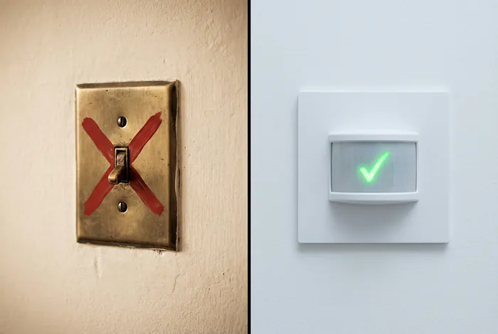 Va et vient avec 2 détecteurs de présence : Schéma 2026 - Brancher 2 détecteurs : Le Guide Ultime 2026 - Comment brancher 2 détecteurs en va-et-vient ? Comparaison entre interrupteur classique et détecteur automatique.